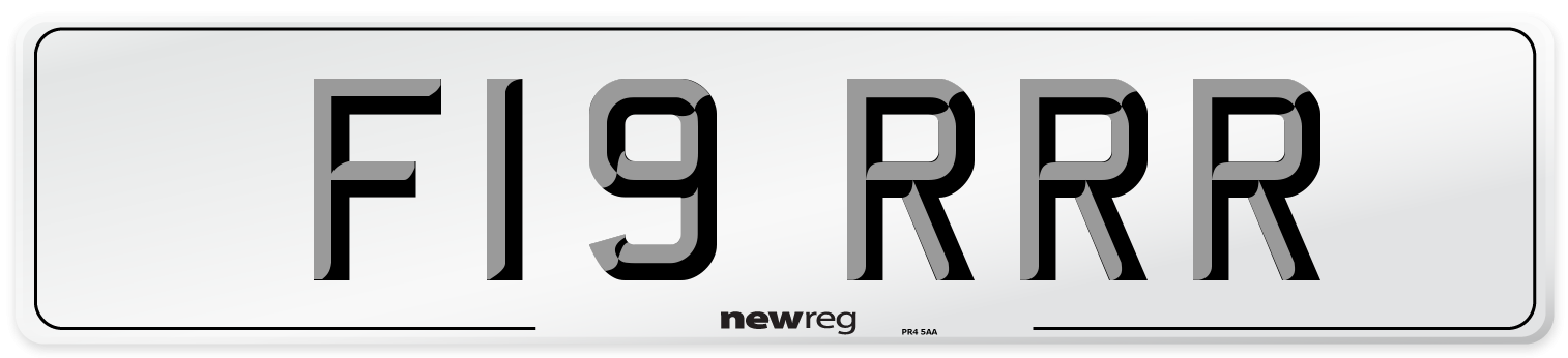F19 RRR Number Plate from New Reg